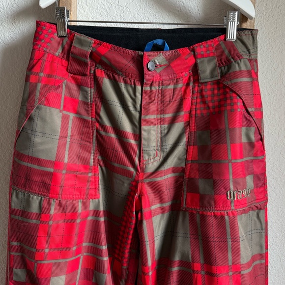 Orage Prime 10 Boys Red & Tan Plaid Insulated Ski Pants sz: XXL or 16 - Picture 2 of 15